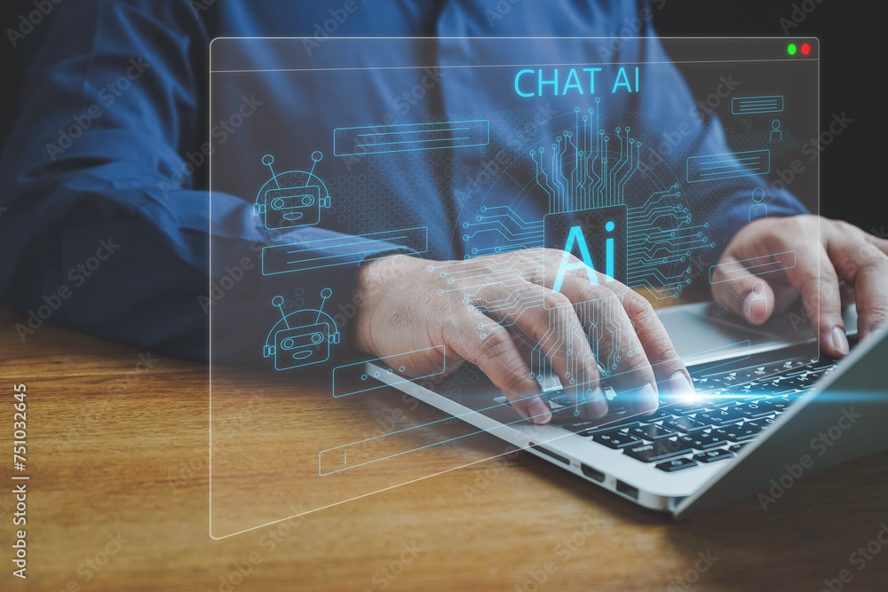 Poster chat bot, ai tech, chatbot conversation ai artificial intelligence technology online customer servic