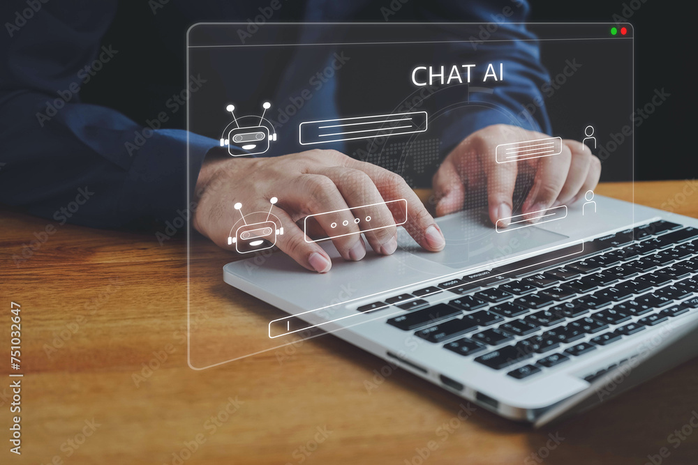Poster chat bot, ai tech, chatbot conversation ai artificial intelligence technology online customer servic