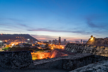 Fototapeta na wymiar Sunrise in Cartagena from the San Felipe Castle