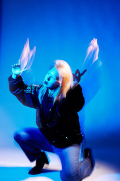 Surreal Blue Hues - Motion Blur Portrait