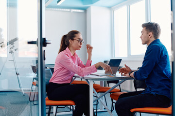 A furious business director of a startup office berating her employee for business mistakes and...
