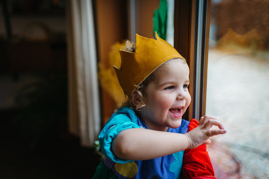 Birthday girl by the window