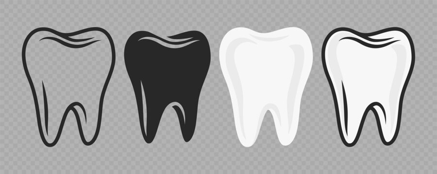 Vector Cartoon Tooth. Design Template for Promoting Dental Care and Toothpaste. Healthy Oral Hygiene Concept. Flat Vector Tooth. Front View