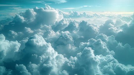 a view of clouds in the sky above, in the style of photorealistic rendering, high-angle. Generative AI
