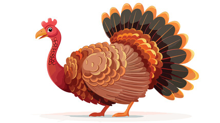 Fat Turkey isolated on white background cartoon vect