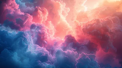 Gardinen pink sky above clouds, in the style of photorealistic fantasies, light magenta, chromatic landscape, hyper-detailed. Generative AI © Skiffcha