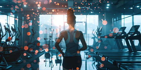 Fototapeta na wymiar Fitness and wellness trends background. Data visualization of gym memberships, fitness app downloads, and wellness program participation. Health and wellness industry concept