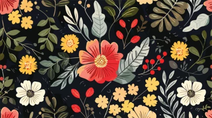 Türaufkleber Floral seamless pattern with different flowers and l © Mishi