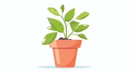 Flower pot with plant flat isolated illustration iso