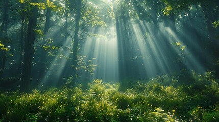 Obraz premium Forest landscape with natural light.