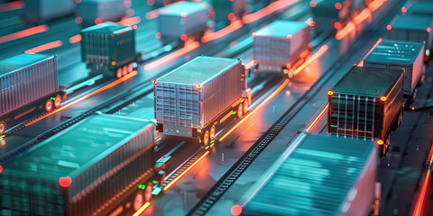 Supply chain logistics background. Diagram showing the flow of goods from production to distribution. Supply chain management concept