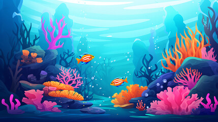 Obraz na płótnie Canvas A vector image of a vibrant coral reef underwater.