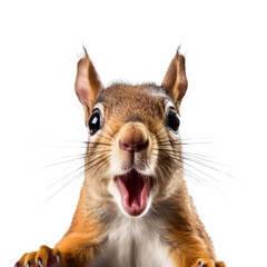 Squirrel's startled facial expressionisolated on transparent background, element remove background, element for design - animal, wildlife, animal themes