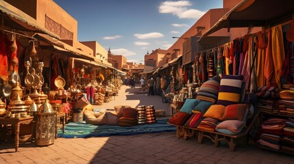 Bazaar in Hurghada, Egypt. Panoramic view