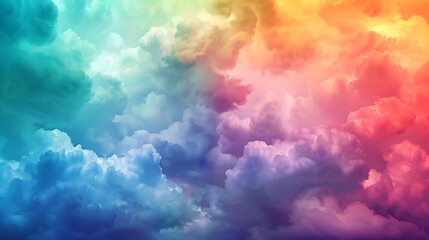 Background rainbow colored storm clouds. Colorful clouds background.