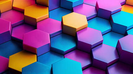 Regularly arranged colorful hexagonal background.