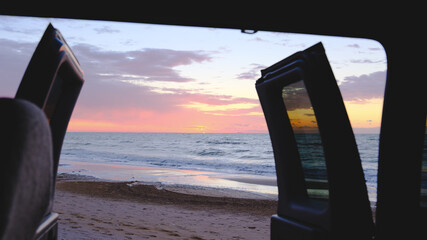 Outdoor camp vibe and morning on beach.