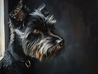 Dog in Black -- images - drawing - photo - sketch - painting - art