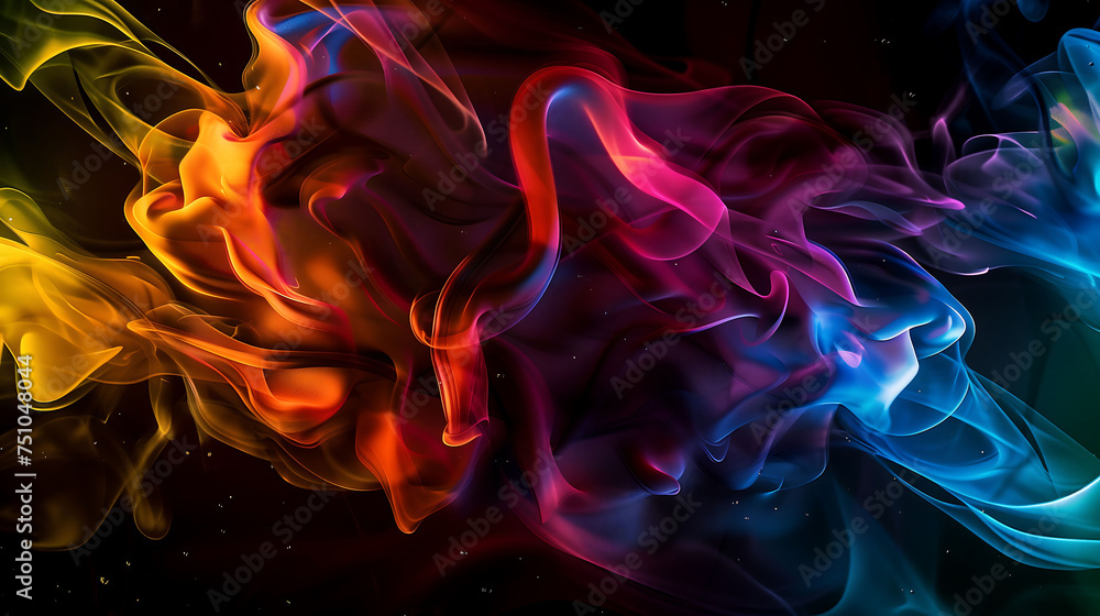Wall mural black background with colorful splashes. luxurious background with colorful abstract explosions.