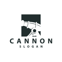 Cannon Logo, Elegant Simple Design Retro Vintage Style, War Artillery Vector, Illustration Symbol Icon