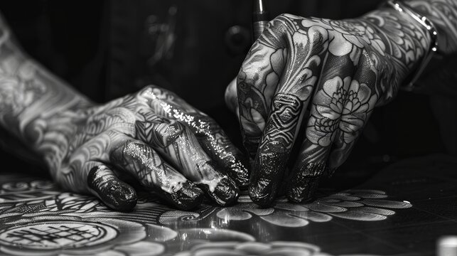 Hands Tattoo of money -- images - drawing - photo - sketch - painting - art