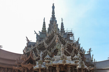 The Wood temple or Wat Sanctuary of Truth Temple in the city of Pattaya Thailand