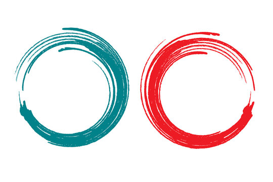 Enso zen stroke red circle japanese brush symbol vector illustration.