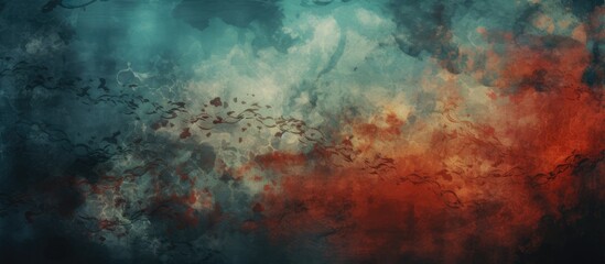 Obraz premium This abstract painting features bold red and blue colors merging and contrasting in a dynamic composition. The brushstrokes create a sense of movement and energy, while the colors evoke passion and
