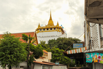 The golden mount Wat Sraket and Mahakan Fort. located in Bangkok.