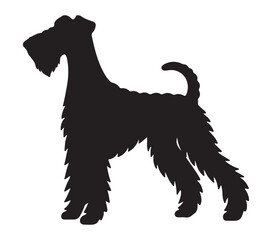 Black and White Airedale Terrier Silhouette. Vector Illustration.