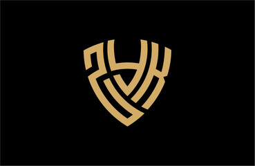 ZYK creative letter shield logo design vector icon illustration