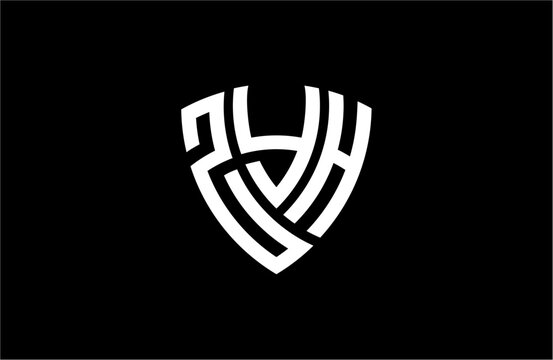 ZYH creative letter shield logo design vector icon illustration