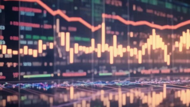 Stock market abstract finance background with motion graph, chart bars and financial information. Global business analyzing