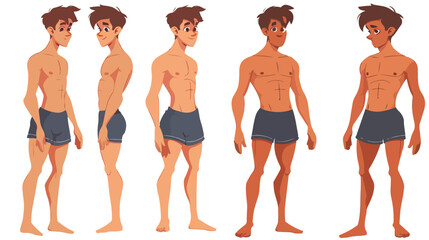 Male figure character in short swimsuit isolated on