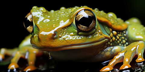 Splendid frog with captivating eyes on a dark background