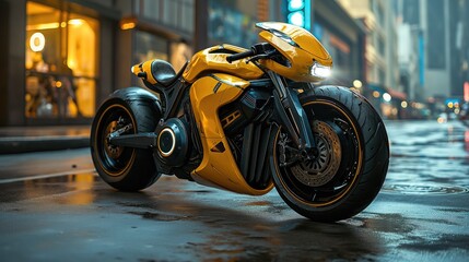 Futuristic sports motorcycle. electric motorcycle concept. Created with Generative AI.
