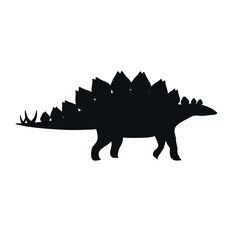 Vector flat hand drawn stegosaurus dinosaur silhouette isolated on white background