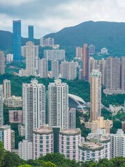 Hong Kong townscape view from the hike to Red Incense Burner Summit