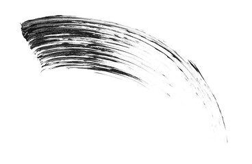 Smear of black mascara isolated on white, top view