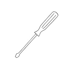 Vector hand drawn doodle sketch outline screwdriver isolated on white background