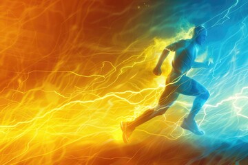 Full body image of a 3D runner. - obrazy, fototapety, plakaty