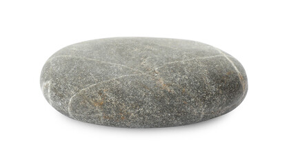 One grey stone isolated on white. Sea pebble