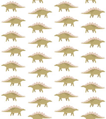Vector seamless pattern of flat hand drawn stegosaurus dinosaur isolated on white background