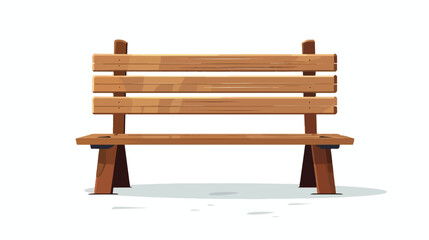 Street bench wooden furniture flat isolated illustra