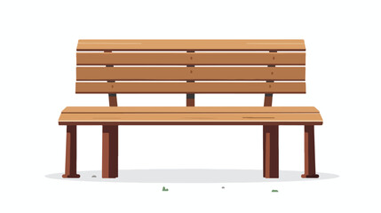 Street bench wooden furniture flat isolated illustra