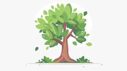 Tree plant trunk and leaves flat Illustration isolat