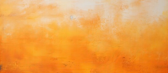An artistic canvas featuring a vibrant blend of orange and yellow hues hangs on a wall. The textured background adds depth and interest to the abstract composition.