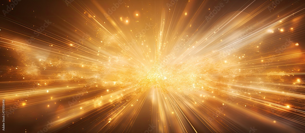 Poster a dynamic yellow and black background featuring bright lights and a sparkling gold burst of energy. 
