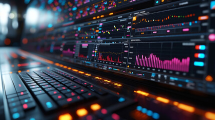 Fototapeta premium A futuristic trading platform with sleek and intuitive interfaces that allow for realtime trading and data analysis reflecting the seamless integration of technology in the