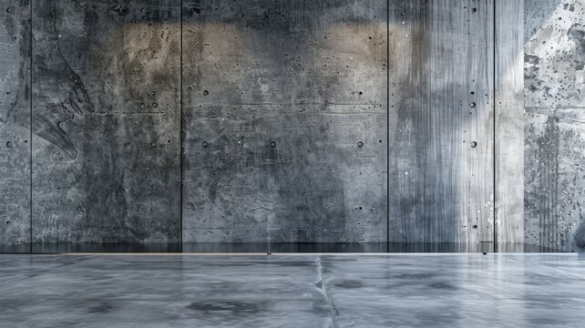Concrete textured wall and glossy floor - A high-resolution image showcasing a concrete wall with a natural texture alongside a polished floor